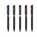 Penna a sfera semigel nera con dettagli di vari colori