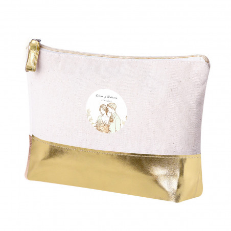 Necessaire in cotone personalizzato con adesivo di matrimonio