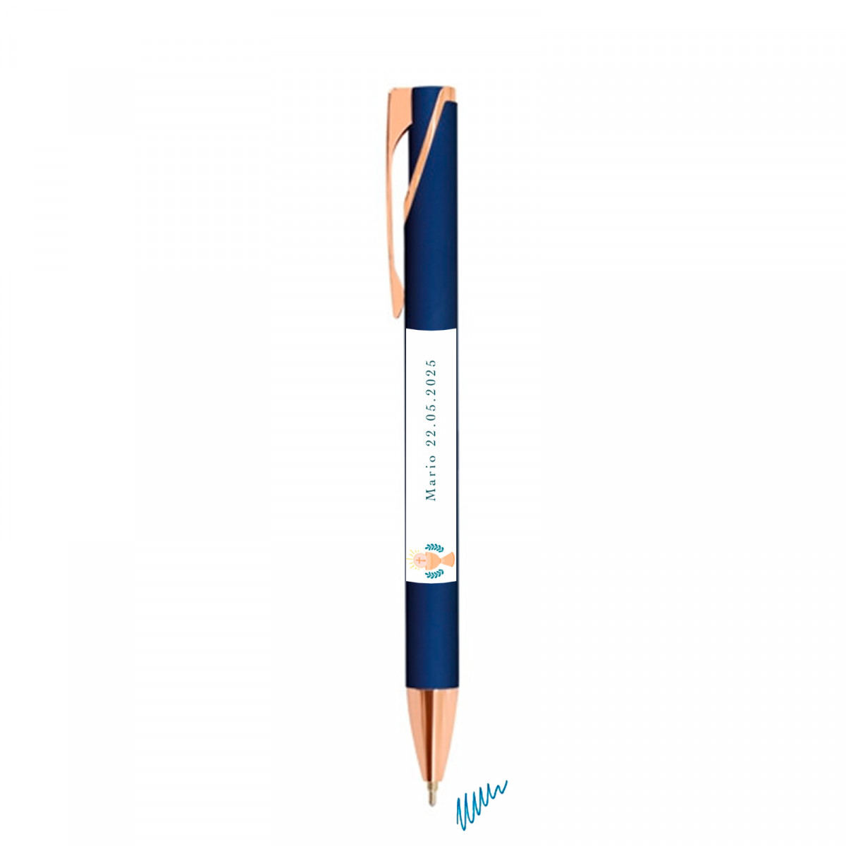 Penna Pierre Cardin semi gel blu marino con adesivo prima comunione per dettagli bambino