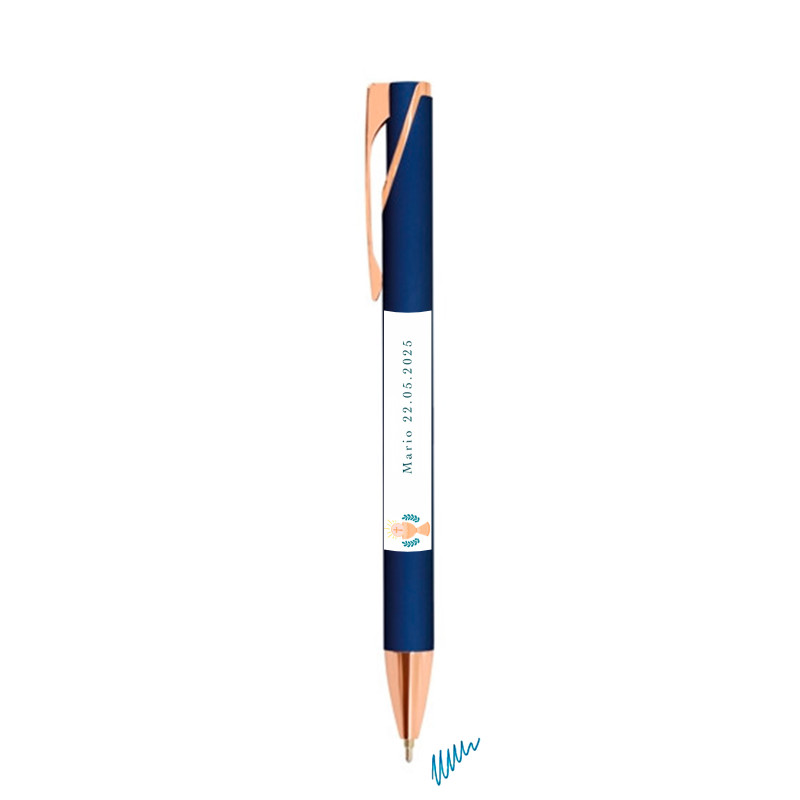 Penna Pierre Cardin semi gel blu marino con adesivo prima comunione per dettagli bambino