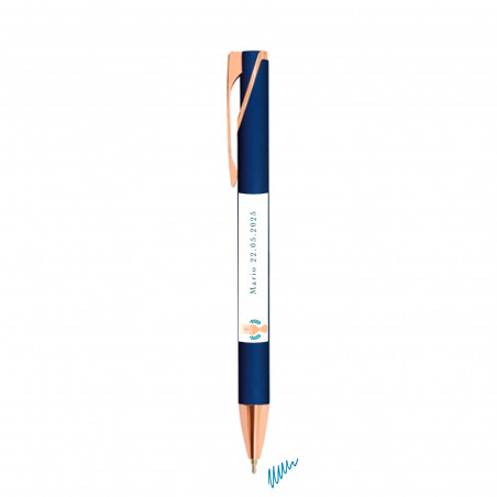 Penna Pierre Cardin semi gel blu marino con adesivo prima comunione per dettagli bambino