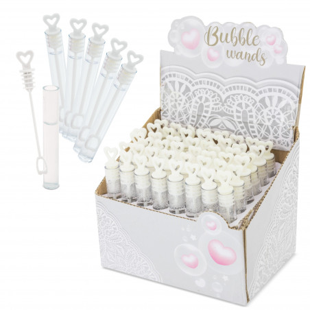 Mini pomperos con fissaggio a forma di cuore in confezione da 48 unità con adesivi di matrimonio personalizzati