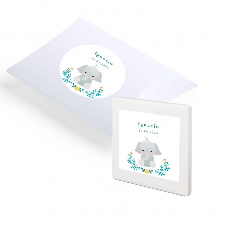 Magnete in ceramica personalizzato con adesivo di battesimo e scatola di presentazione