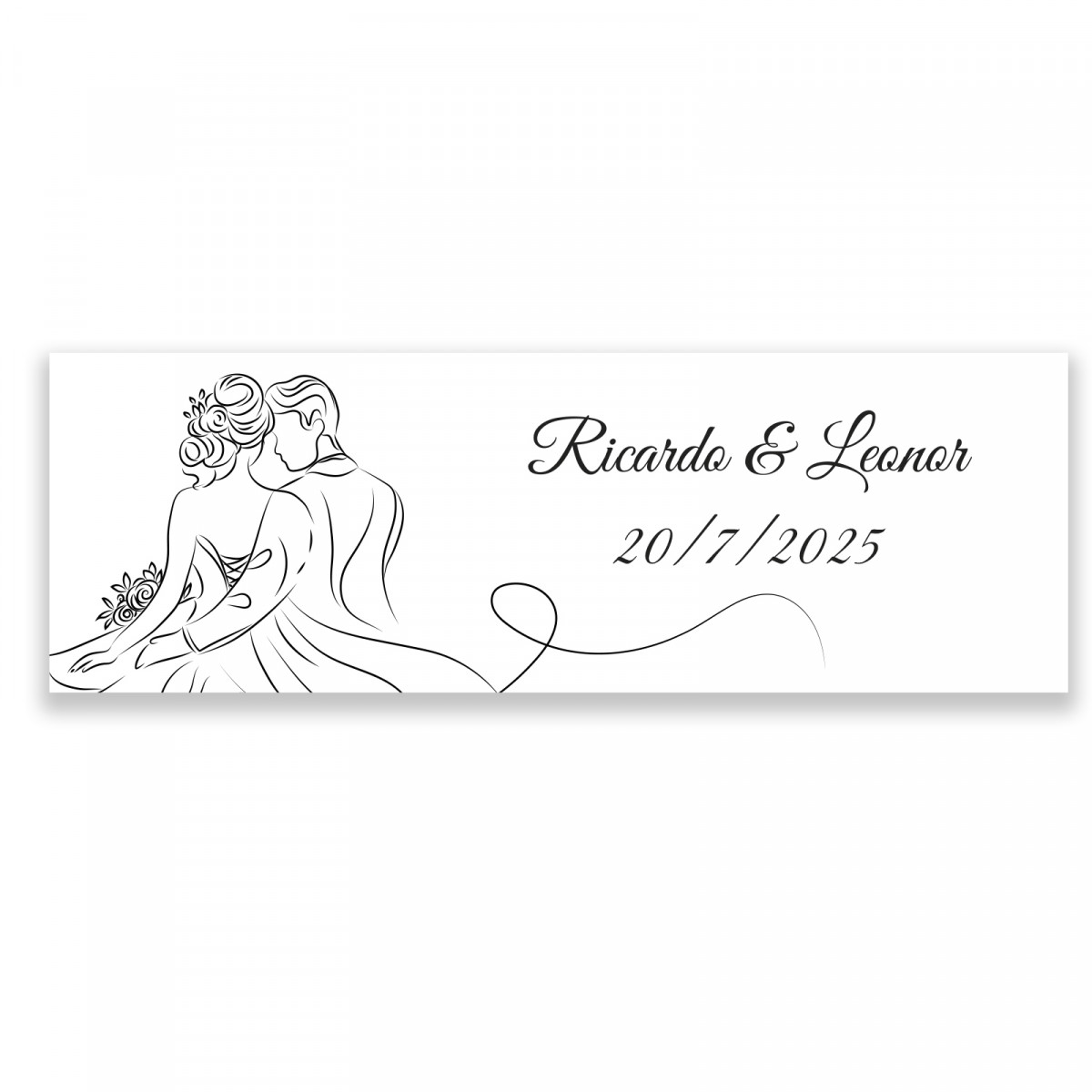 Adesivo personalizzato 6x2 design lineare sposi per Matrimonio