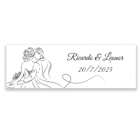 Adesivo personalizzato 6x2 design lineare sposi per Matrimonio