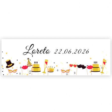 Adesivo 6x2cm compleanno felice per decorare