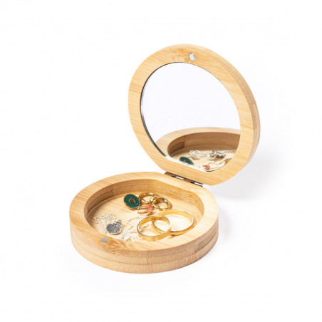 Scatola di bambù con elegante adesivo prima comunione per dettagli bambina