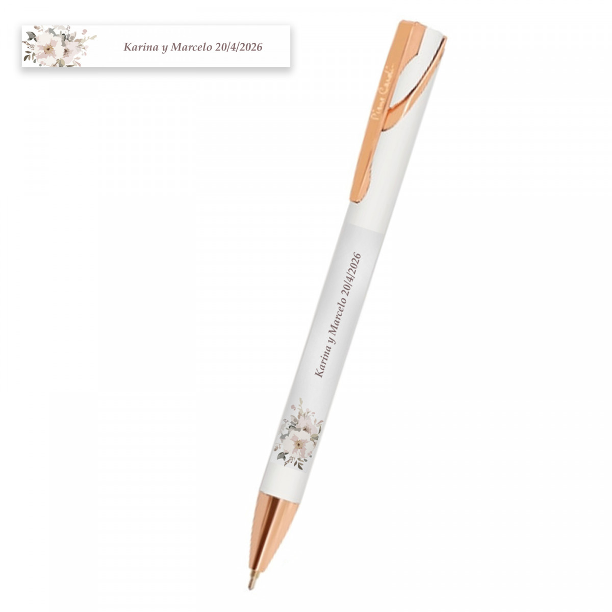 Penna Pierre Cardin bianca con inchiostro semi gel e adesivo personalizzato da regalare