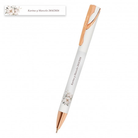 Penna Pierre Cardin bianca con inchiostro semi gel e adesivo personalizzato da regalare