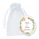 Magnete in ceramica con adesivo con fiori e sacchetto in organza per dettagli di eventi