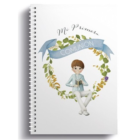 Libretto piccolo con busta e adesivo per la comunione di un bambino