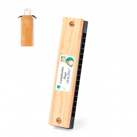 Armónica in legno con adesivo per bambini per dettagli