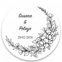 Tappo riutilizzabile in legno per bottiglie in elegante astuccio con adesivo personalizzabile per dettagli degli ospiti