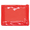Necessaire rosso trasparente con adesivo di compleanno e borsa