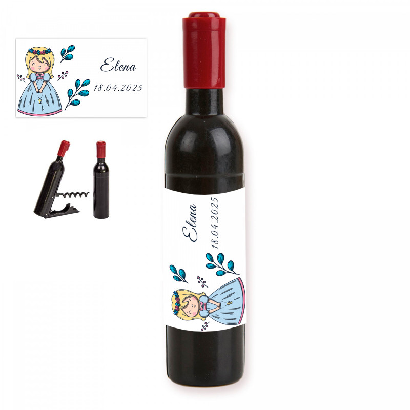 Cavatappi con adesivo 5x3cm prima comunione bambina per dettagli degli invitati
