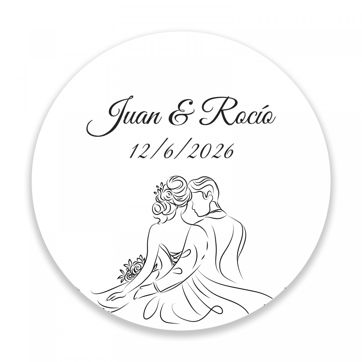 Adesivo personalizzato 3cm design lineare sposi per Matrimonio