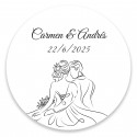 Adesivo personalizzato 5 cm design lineare sposi per Matrimonio