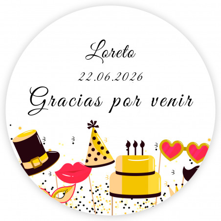 Adesivo 5cm compleanno felice per decorare