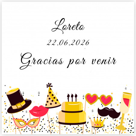 Adesivo quadrato 5x5cm compleanno felice