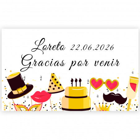 Adesivo 5x3cm compleanno felice da decorare