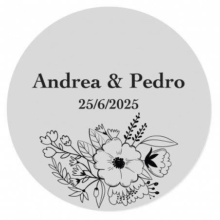 Adesivo personalizzato 2 cm con fondo trasparente floreale per eventi