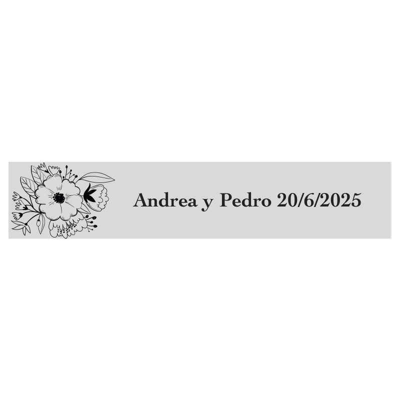 Adesivo personalizzato 5x1 fondo trasparente floreale per eventi