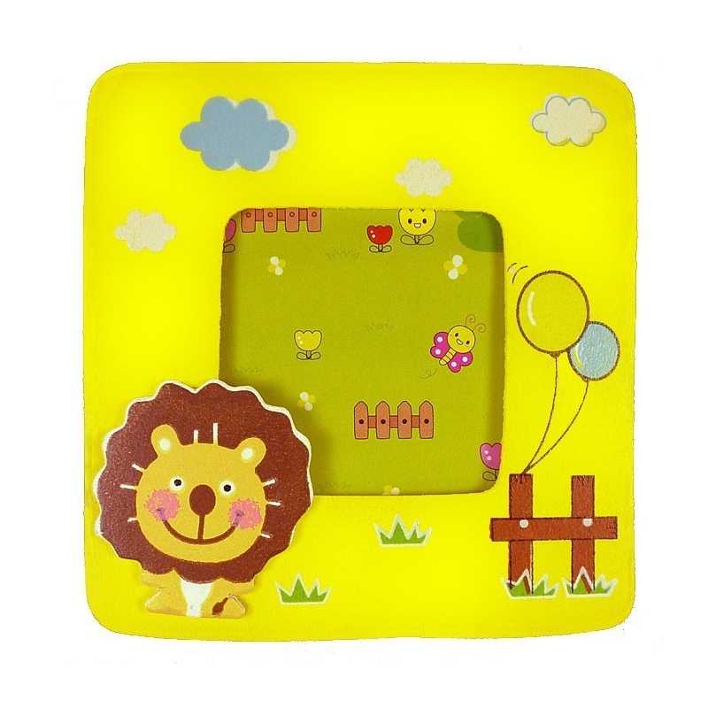 Portafoto per bambini in legno con leone