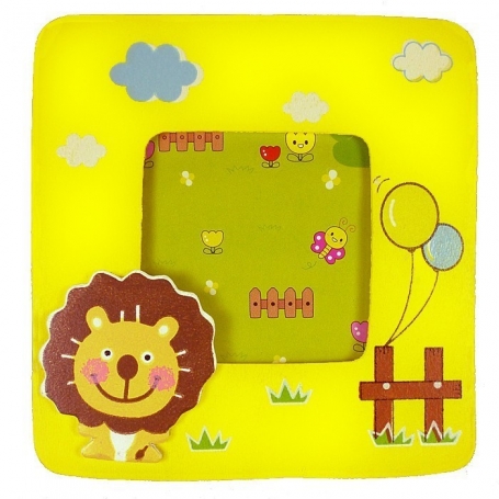Portafoto per bambini in legno con leone