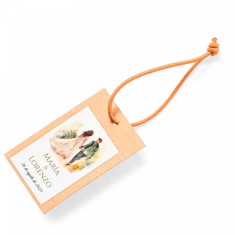 Etichetta sospesa con adesivo 3x5 cm sposi per decorazione dettagli matrimonio