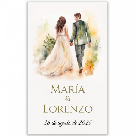 Portafoglio con carta pendente adesiva sposi 3x5cm da regalare