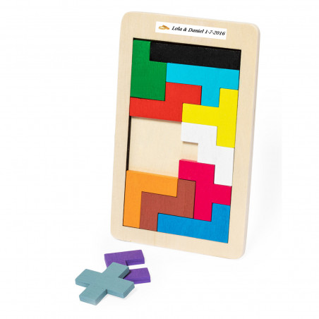 Puzzle tetris con adesivo personalizzato per matrimonio