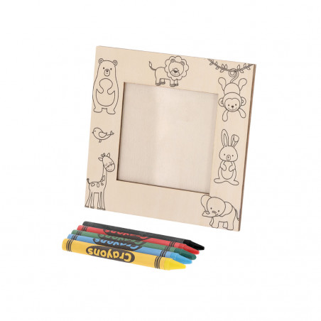 Portafoto in legno design animali da colorare
