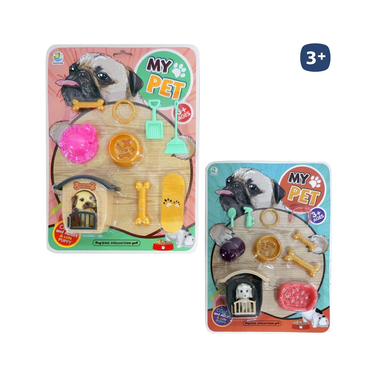 Set di giocattolo per animali domestici con accessori e casetta 10 pezzi