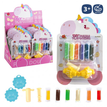 Argilla colorata 6 blocchi con strumenti di disegno di unicorno