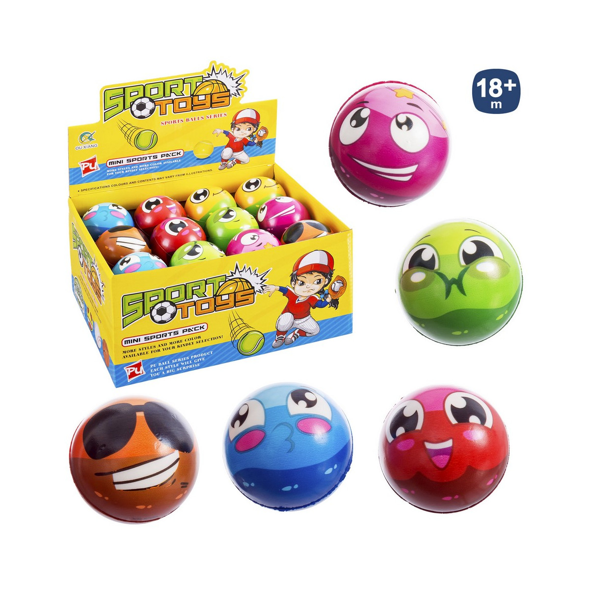 Pallina in foam design faccina simpatica con emoticoni