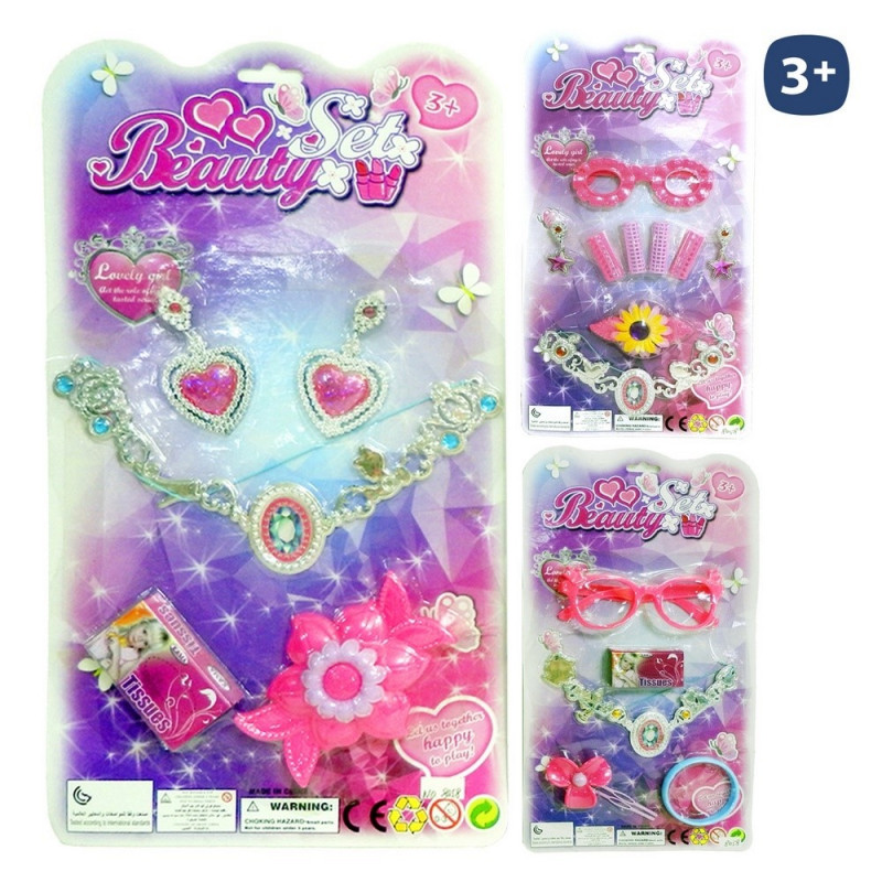 Set di bellezza con collana metallica e accessori