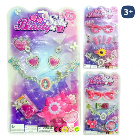 Set di bellezza con collana metallica e accessori