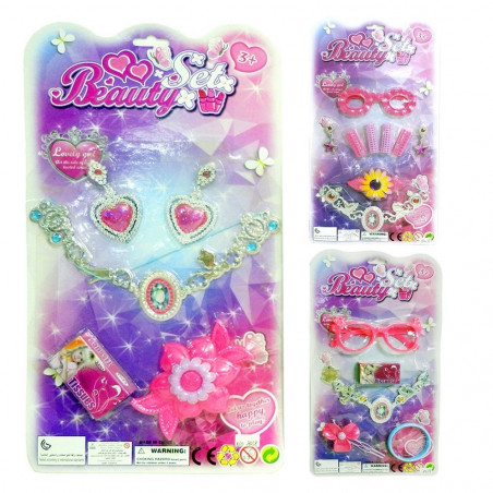 Set di bellezza con collana metallica e accessori