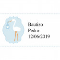Cartolina appesa con adesivo di battesimo celeste per decorazione