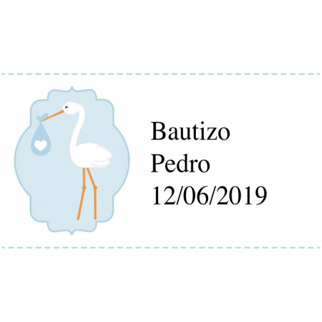 Cartolina appesa con adesivo di battesimo celeste per decorazione