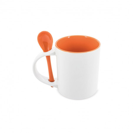 Tazza con cucchiaio e adesivo personalizzabile per dettagli di battesimo