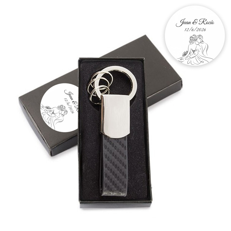 Portachiavi elegante in scatola di presentazione personalizzata per regalo di nozze