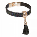 Bracciale nero con frangia e cioccolatino metallico in astuccio di presentazione con adesivo per matrimoni