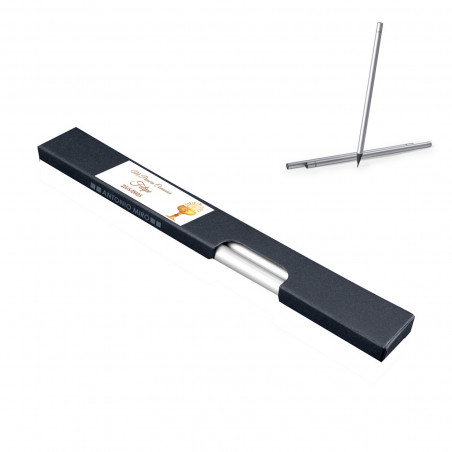 Matite argentate in legno in confezione da 3 unità con adesivo personalizzato di comunione