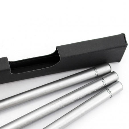 Matite argentate in legno in confezione da 3 unità con adesivo personalizzato di comunione