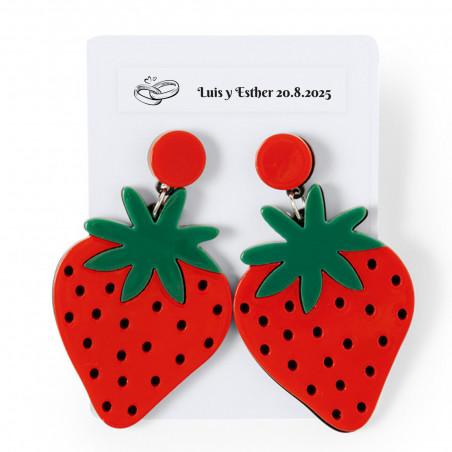 Orecchini design fragole con adesivo trasparente per dettagli ospiti