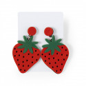 Orecchini a forma di fragola in busta rossa personalizzata con adesivo di matrimonio divertente