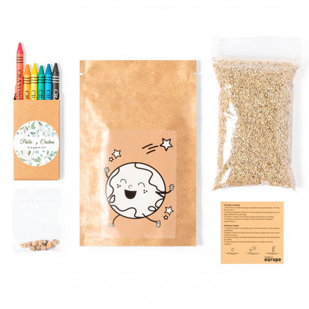 Vaso da colorare con semi e scatola di pastelli personalizzata per un regalo per bambini