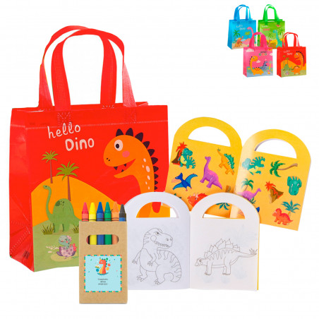 Libro da colorare con cere colorate personalizzate in sacchetto design dinosauri per dettagli infantili