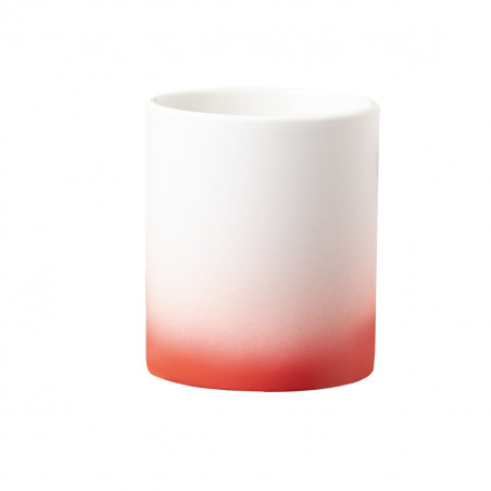 Tazza di sublimazione finitura opaca rossa con adesivo sposi design lineare per dettagli matrimoni